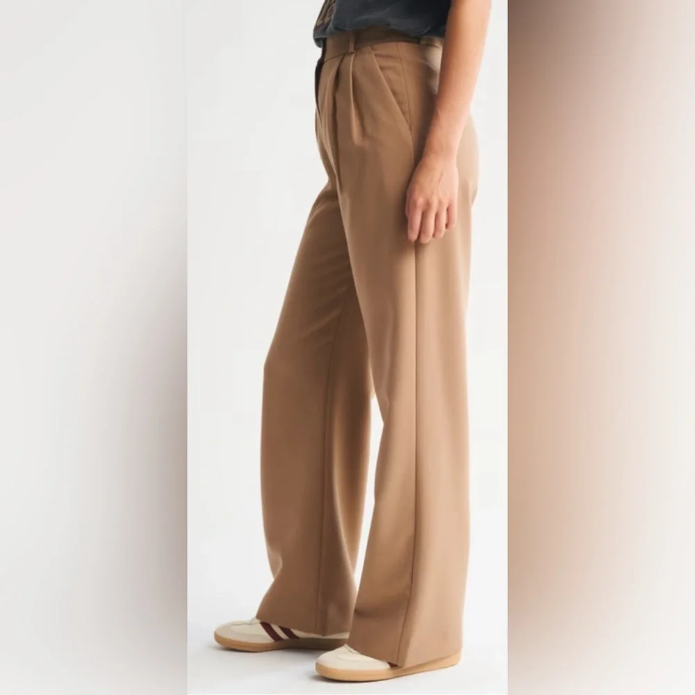 Abercrombie & Fitch Sloane Wide-Leg Trouser/Pants in Brown/Camel Size 28/6R NWT - Picture 3 of 9
